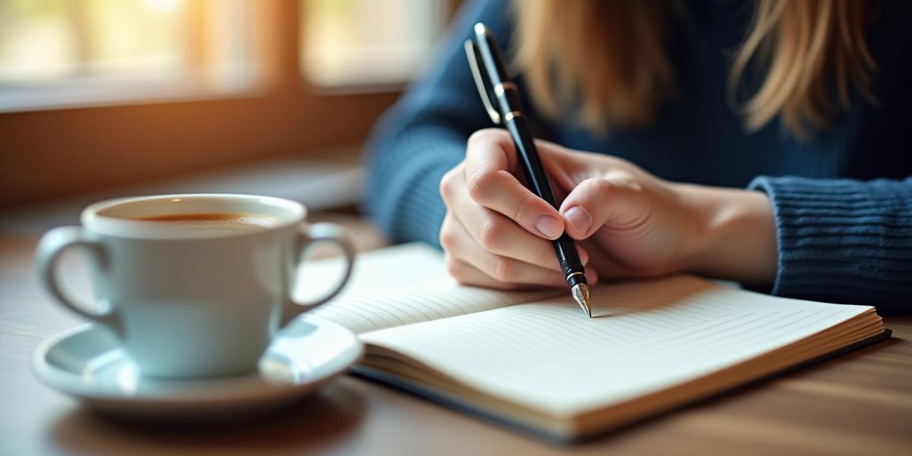 Close up of a student writing notes with focused expression